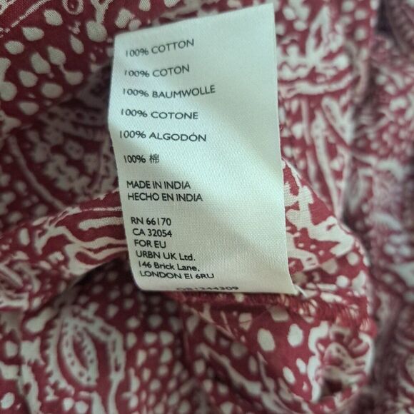 We Free People Cool Meadow Printed Rust Red Balloon Sleeve Boho Tunic Top Sz S - Picture 8 of 9